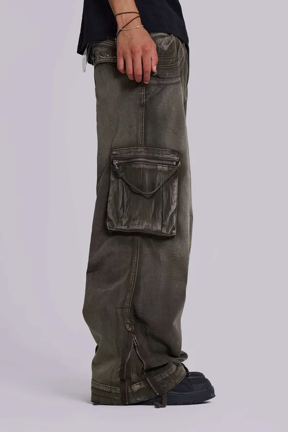Pantalones cargo «Trooper» de color caqui desgastado