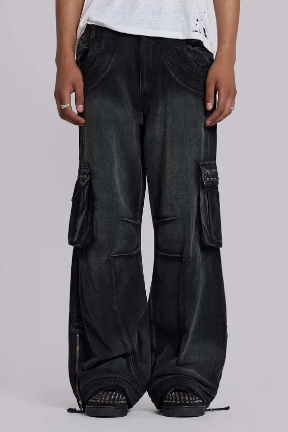 Pantalones cargo «Trooper» negros descoloridos por el sol