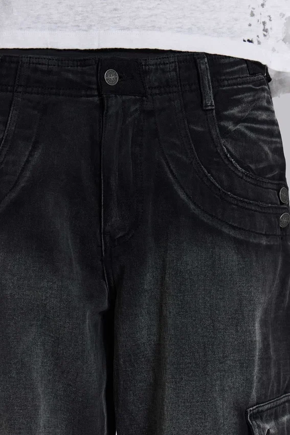 Pantalones cargo «Trooper» negros descoloridos por el sol