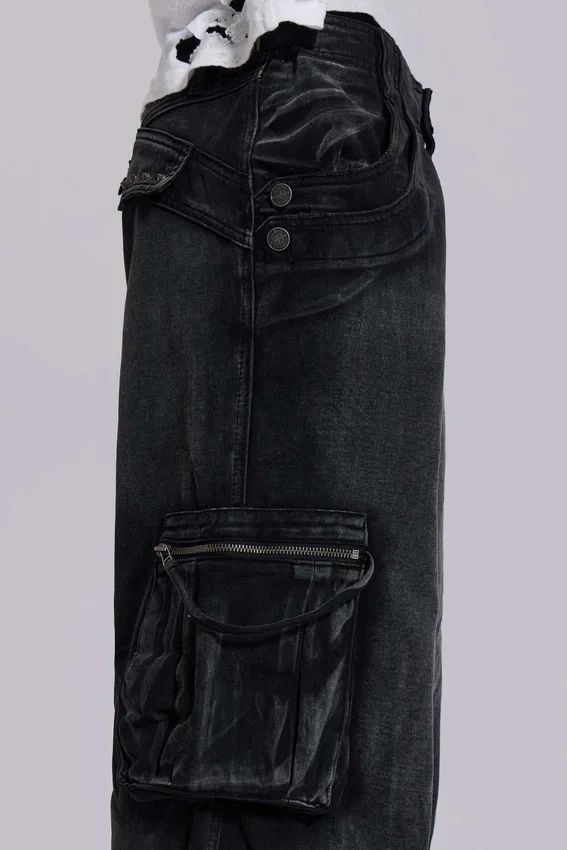Pantalones cargo «Trooper» negros descoloridos por el sol