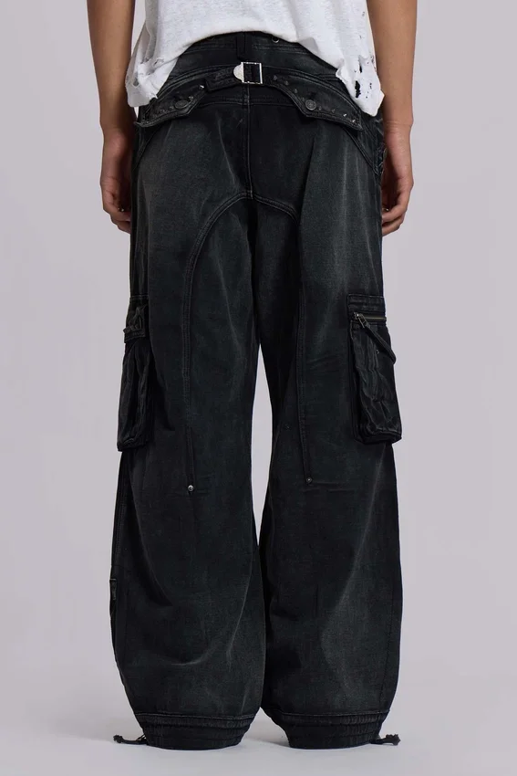 Pantalones cargo «Trooper» negros descoloridos por el sol