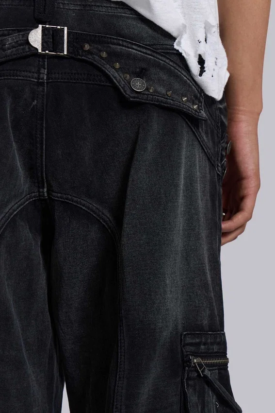 Pantalones cargo «Trooper» negros descoloridos por el sol