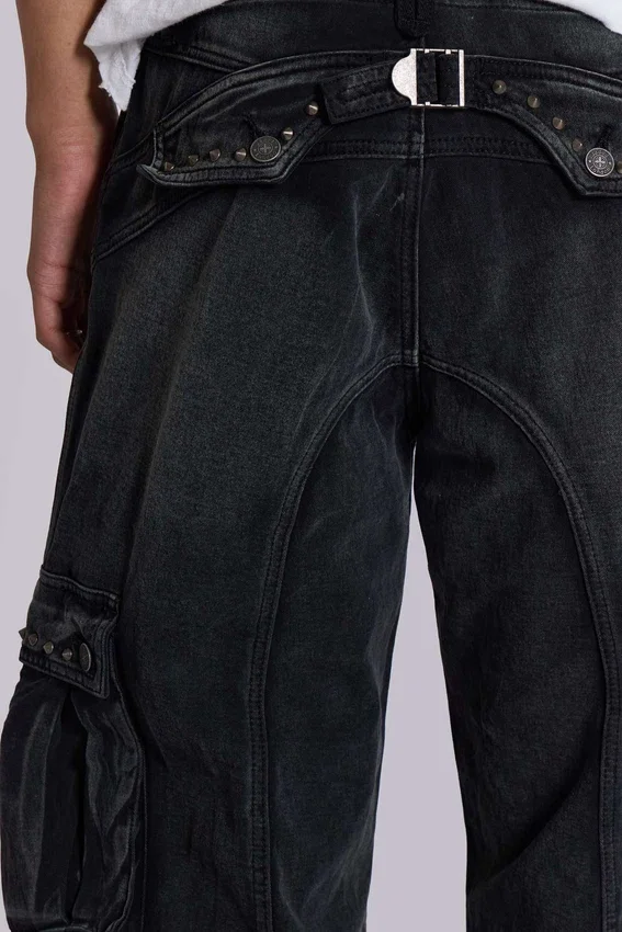 Pantalones cargo «Trooper» negros descoloridos por el sol