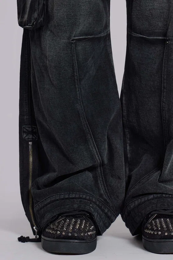 Pantalones cargo «Trooper» negros descoloridos por el sol