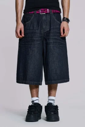 Pantalones cortos Colossus de índigo con pliegues