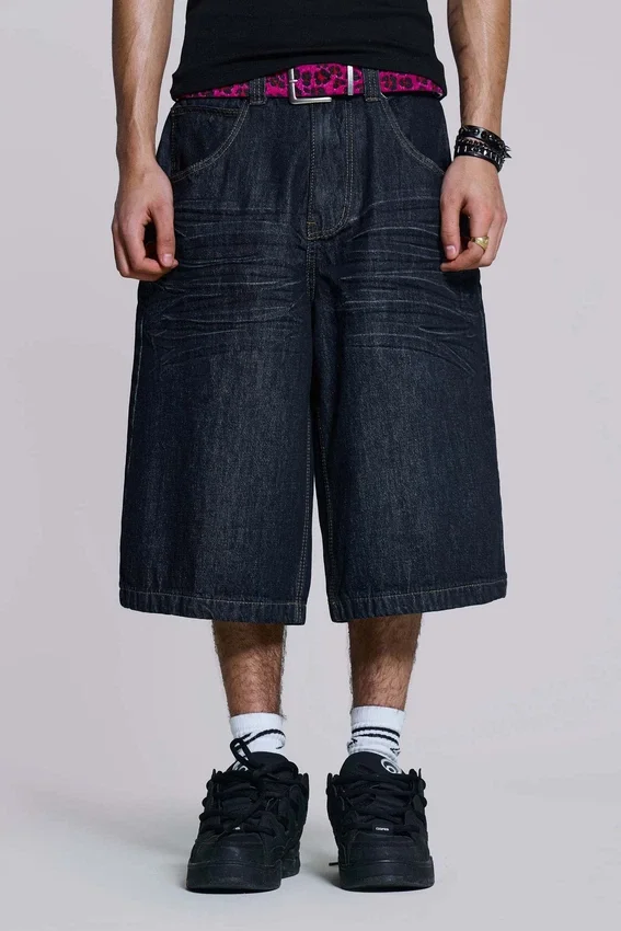 Pantalones cortos Colossus de índigo con pliegues