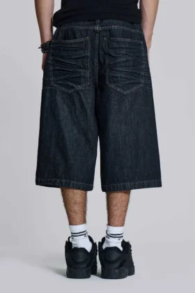 Pantalones cortos Colossus de índigo con pliegues