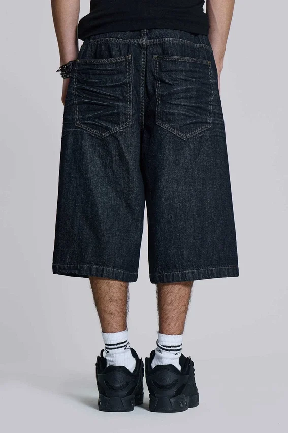 Pantalones cortos Colossus de índigo con pliegues