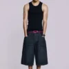 Pantalones cortos Colossus de índigo con pliegues
