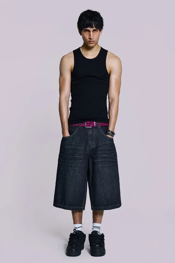 Pantalones cortos Colossus de índigo con pliegues