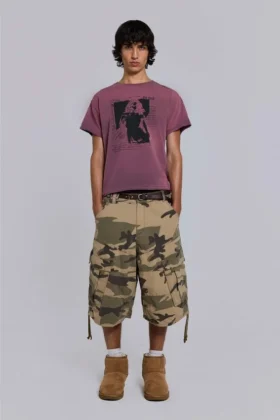 Pantalones cortos de cadete con estampado de camuflaje desgastado