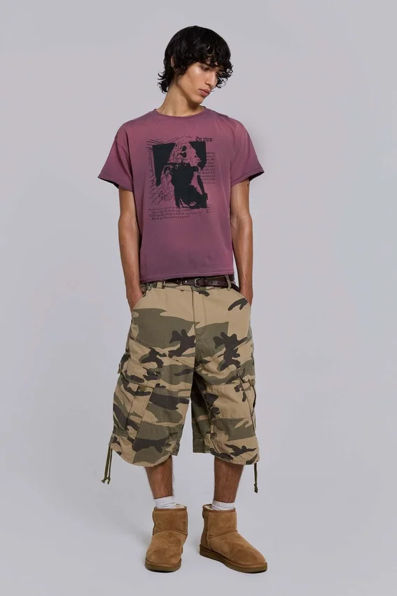 Pantalones cortos de cadete con estampado de camuflaje desgastado