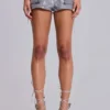 Pantalones cortos de denim mini con recubrimiento Ardor en color plateado