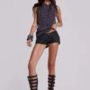 Pantalones cortos de denim mini con recubrimiento Ardor en negro