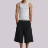 Pantalones cortos holgados Goliath negros a rayas finas