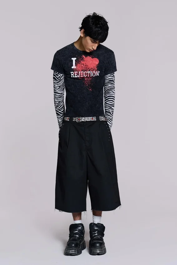 Pantalones cortos holgados Goliath negros con tachuelas, talla XL