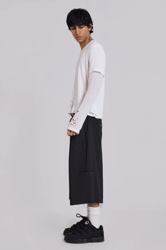 Pantalones cortos holgados «Goliath Shorts» XL a rayas finas negros