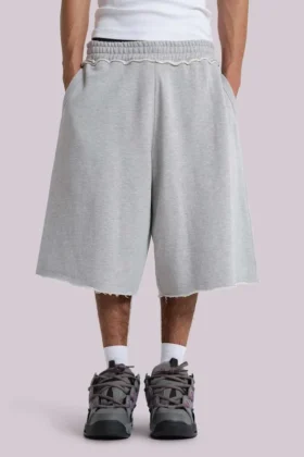 Pantalones cortos holgados tipo jogger «Monster» en gris jaspeado