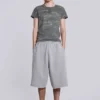 Pantalones cortos holgados tipo jogger «Monster» en gris jaspeado