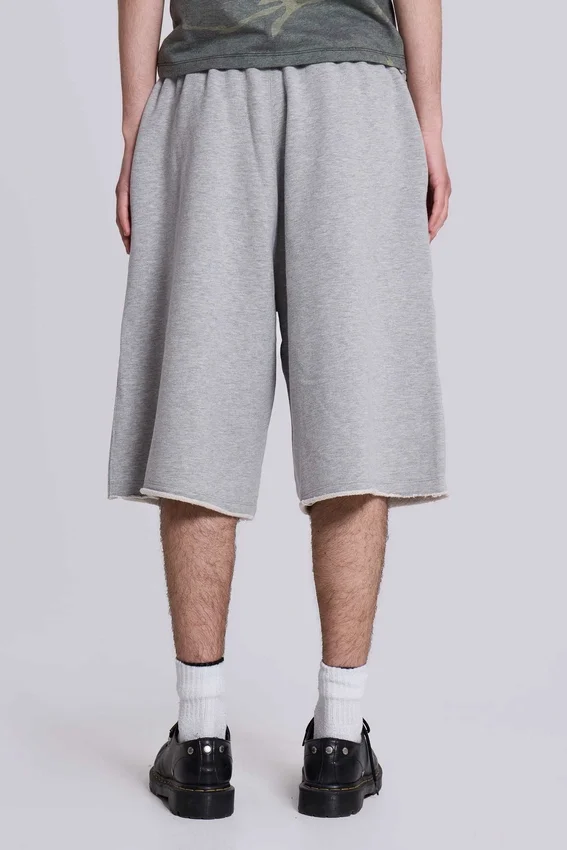 Pantalones cortos holgados tipo jogger «Monster» en gris jaspeado