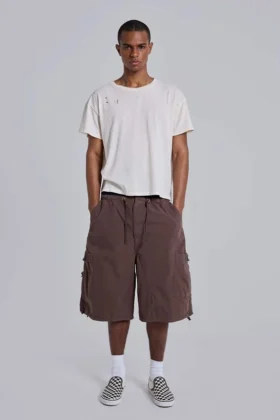 Pantalones cortos holgados tipo Parachute Cargo de paracaídas marrones