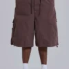 Pantalones cortos holgados tipo Parachute Cargo de paracaídas marrones