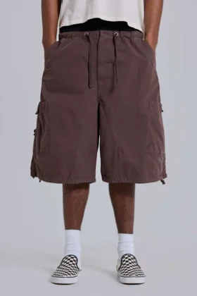 Pantalones cortos holgados tipo Parachute Cargo de paracaídas marrones