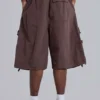 Pantalones cortos holgados tipo Parachute Cargo de paracaídas marrones