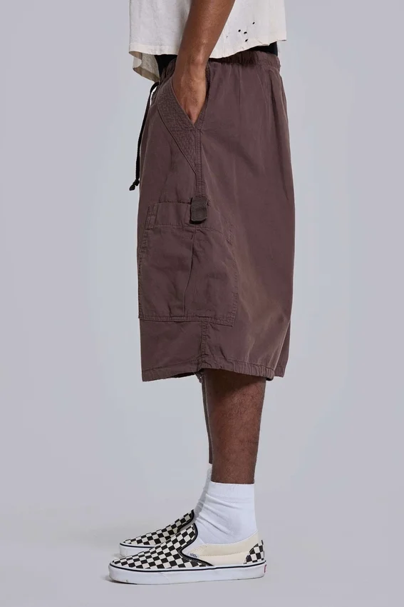Pantalones cortos holgados tipo Parachute Cargo de paracaídas marrones