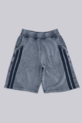 Pantalones cortos jogger «Monster» con rayas deportivas en gris lavado