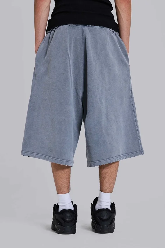 Pantalones cortos jogger «Monster» con rayas deportivas en gris lavado