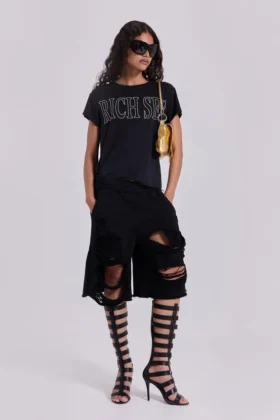 Pantalones cortos «Monster» negros desgastados
