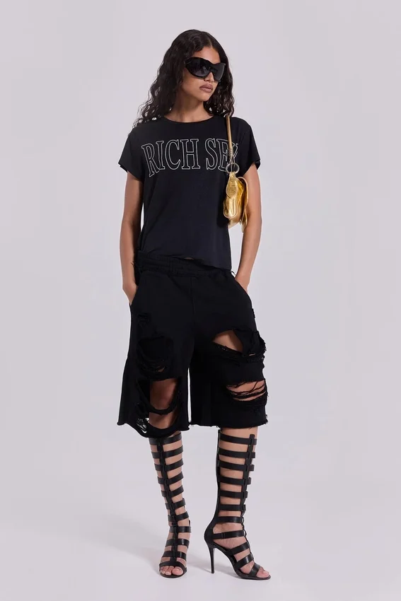 Pantalones cortos «Monster» negros desgastados