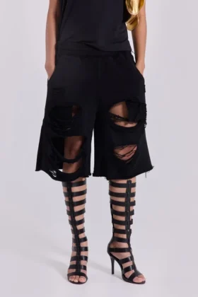 Pantalones cortos «Monster» negros desgastados