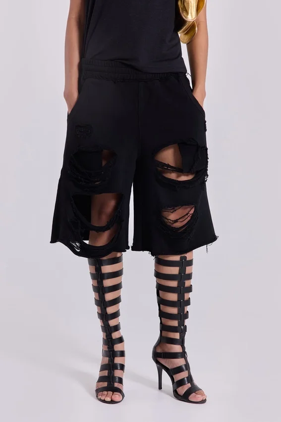 Pantalones cortos «Monster» negros desgastados