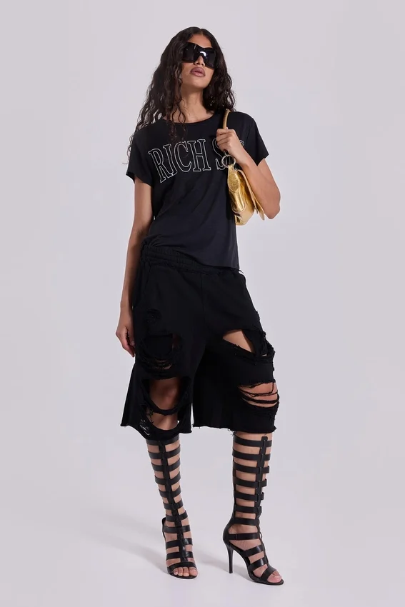 Pantalones cortos «Monster» negros desgastados