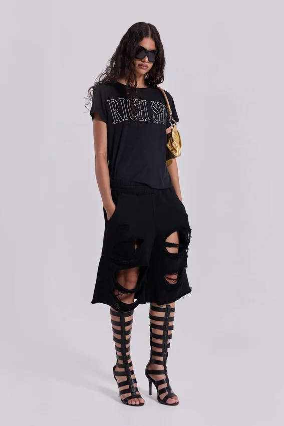 Pantalones cortos «Monster» negros desgastados