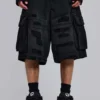 Pantalones cortos tipo cargo «Beach» desgastados negros