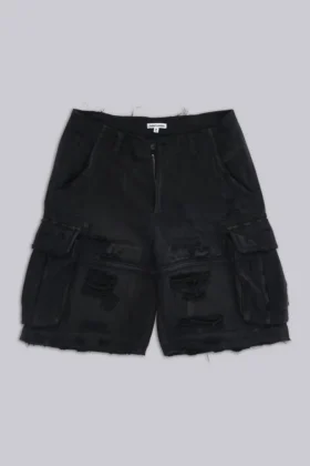 Pantalones cortos tipo cargo «Beach» desgastados negros