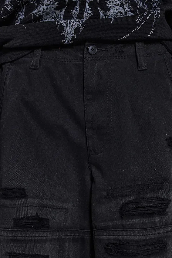 Pantalones cortos tipo cargo «Beach» desgastados negros