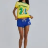 Camiseta corta vintage «Amerela» con estampado aerografiado