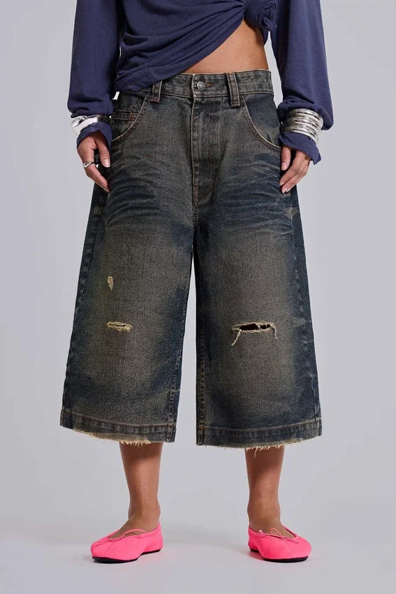 Pantalones cortos vaqueros Colossus azules con cordón trasero