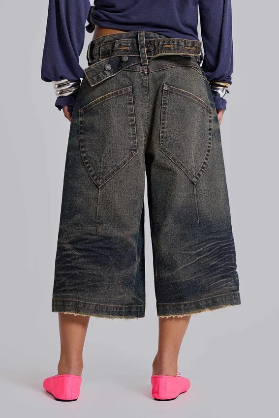 Pantalones cortos vaqueros Colossus azules con cordón trasero