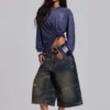 Pantalones cortos vaqueros Colossus azules con cordón trasero