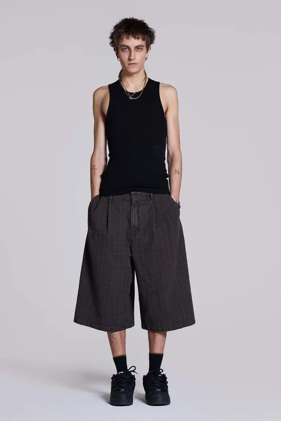 Pantalones cortos vaqueros «Jumbo Jorts» a cuadros marrones