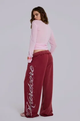 Pantalones de chándal Hardcore Jewel Monster Joggers en color burdeos