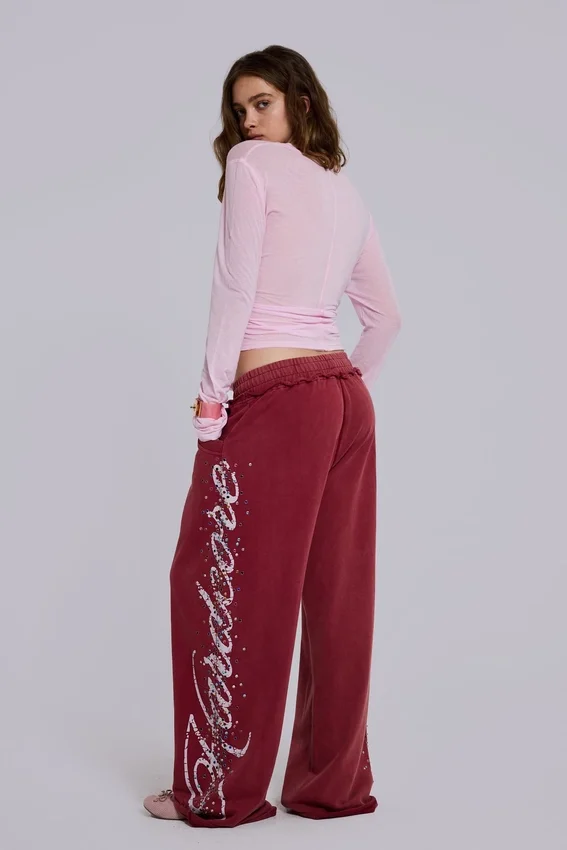 Pantalones de chándal Hardcore Jewel Monster Joggers en color burdeos
