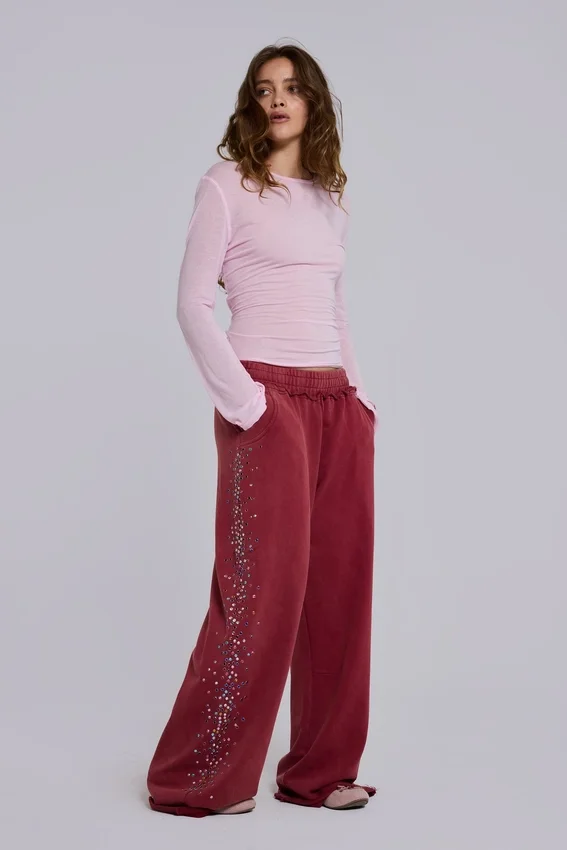 Pantalones de chándal Hardcore Jewel Monster Joggers en color burdeos