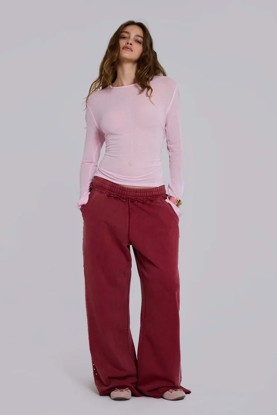 Pantalones de chándal Hardcore Jewel Monster Joggers en color burdeos