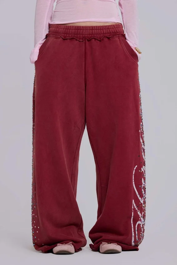 Pantalones de chándal Hardcore Jewel Monster Joggers en color burdeos